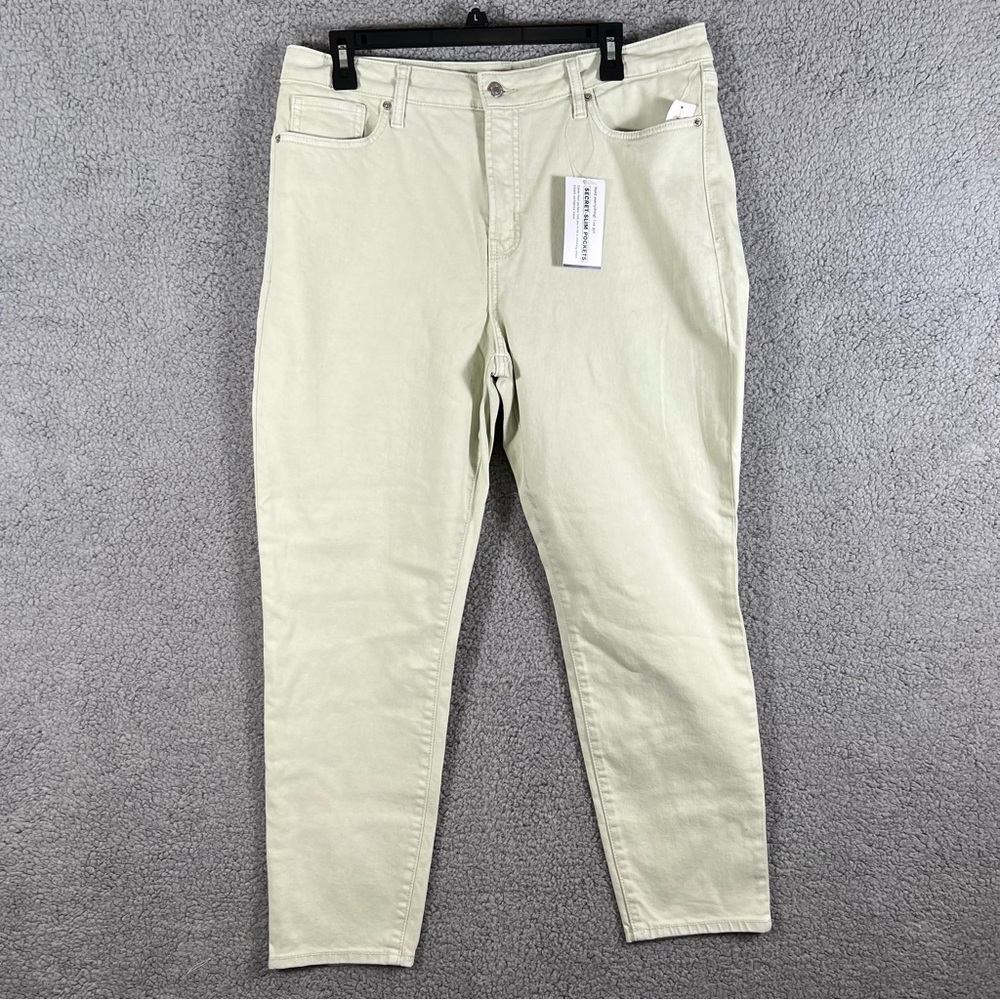 Old Navy High Rise OG Straight Jeans Womens Sz 14 Lemon Grass Secret Slim Pocket